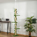 242cm Adjustable Floor-to-ceiling Cat Tower W/ Anti-slip Kit - Green
