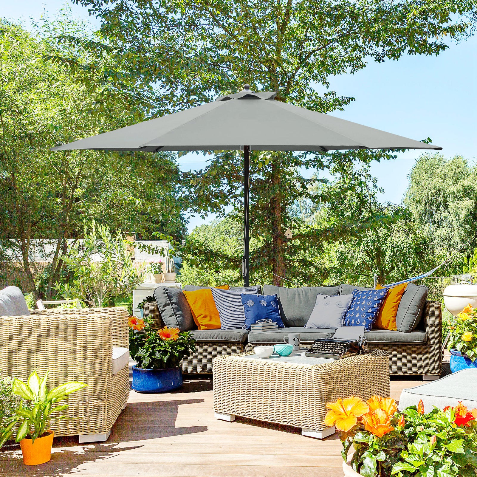 2.8m Patio Umbrella Parasol Outdoor Table Umbrella | Dark Gray