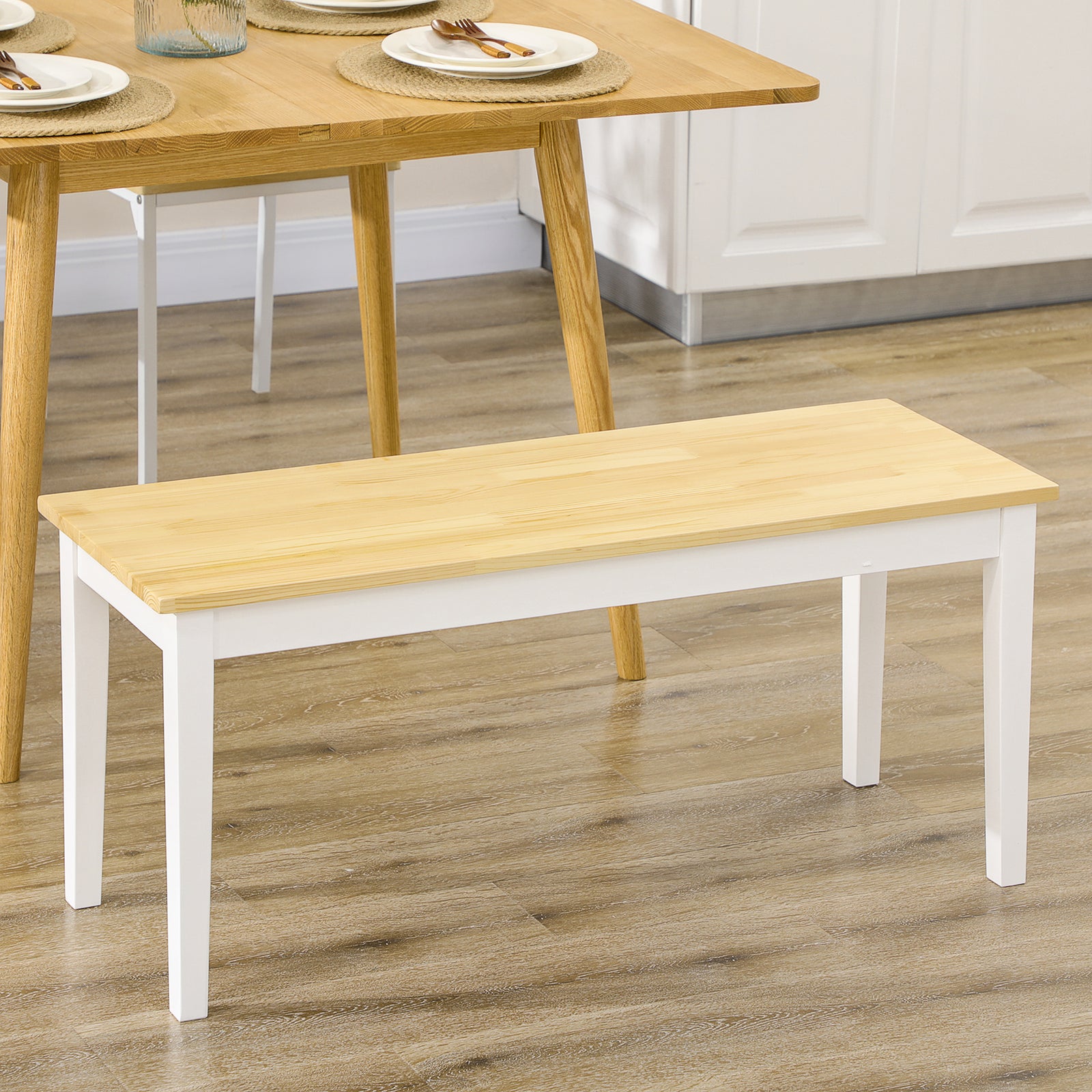 Wood Dining Bench For 2 People