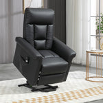 Power Lift Chair Pu Leather Electric W/ Side Pocket | Black