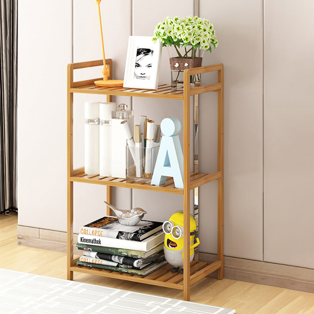 Tiered Bamboo Wood Book Storage Shelf | Small