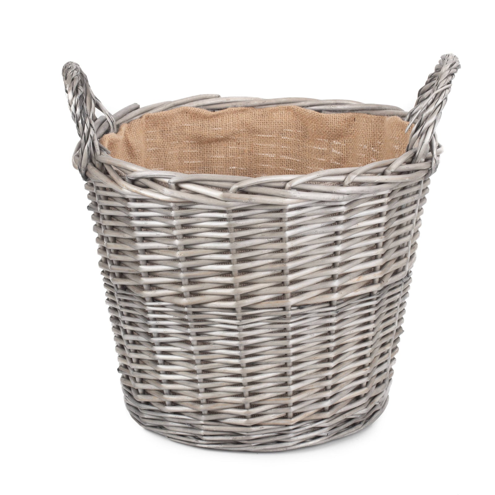 Wicker Antique Wash Finish Lined Log Basket | Large | Brown