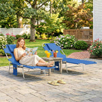 2 Sun Loungers With Reading Hole, Folding Garden Lounger | Blue