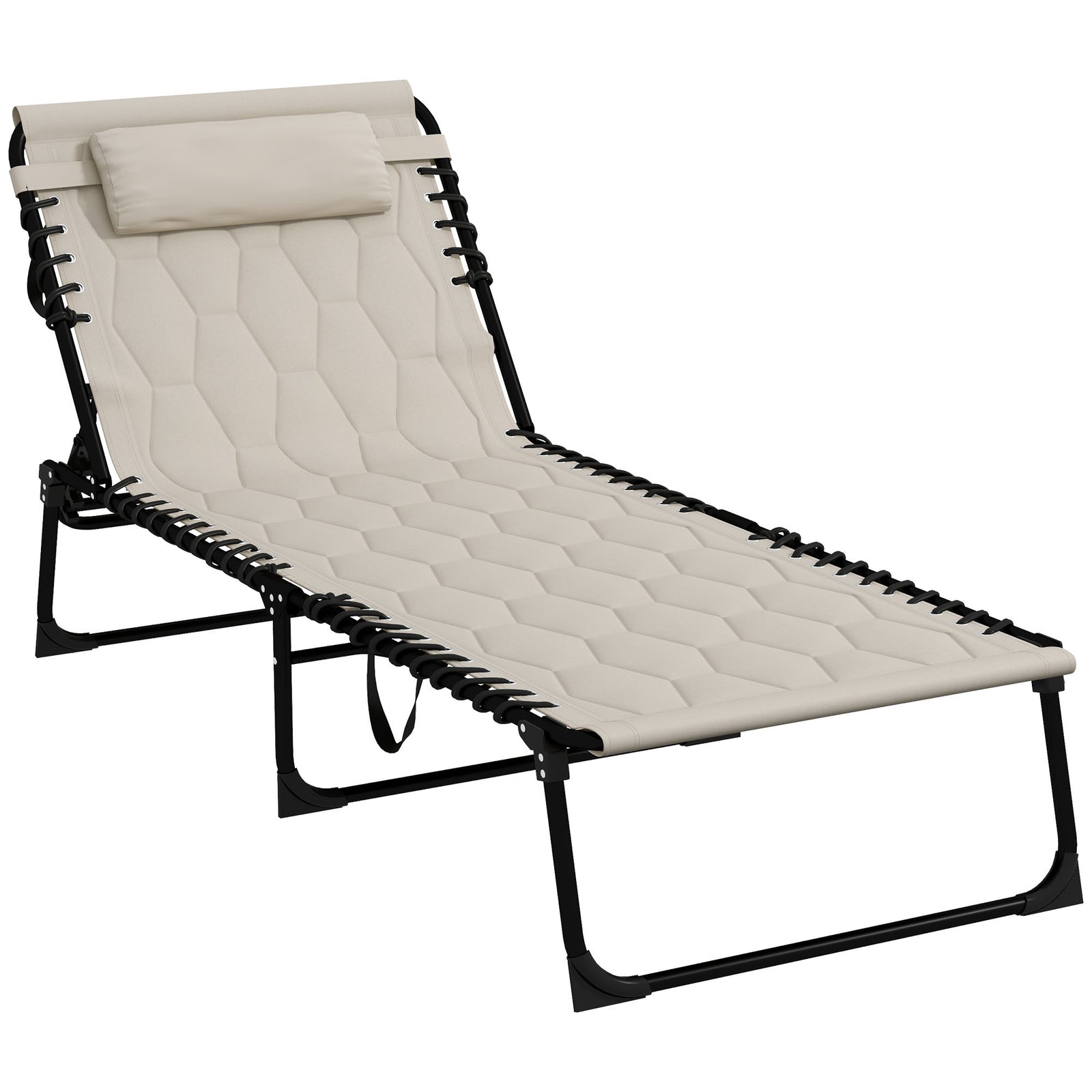 Foldable Sun Lounger W/ Reclining Back | Set-of-1 | Khaki