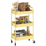 3 Tier Rolling Utility Cart With 3 Mesh Basket | One Size | Yellow
