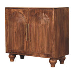 Solid Wood Arco Groove Sideboard, 2 Doors And 2 Shelves, Dark Brown