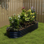 160/240/320cm W X 80cm D X 42cm H Galvanised Raised Garden Bed, Metal Elevated Planter Box With Safety Edging & Ground Stakes | Medium | Anthracite