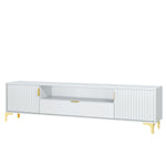Tide Crest Gold Tv Unit 200cm - Fluted Design | White