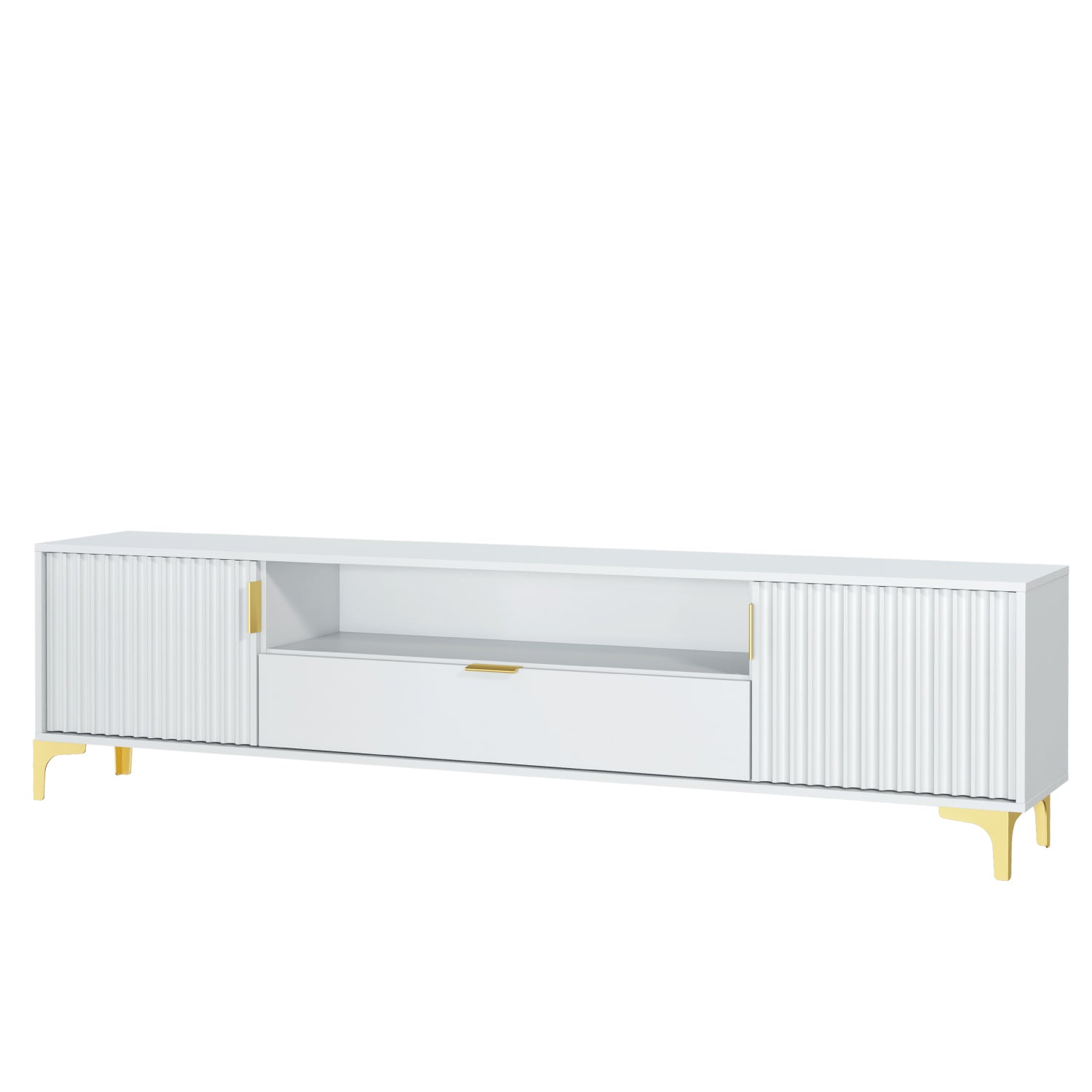 Tide Crest Gold Tv Unit 200cm - Fluted Design | White