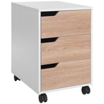 Mdf Mobile File Cabinet With 3 Drawers Locking Wheels | One Size | Brown
