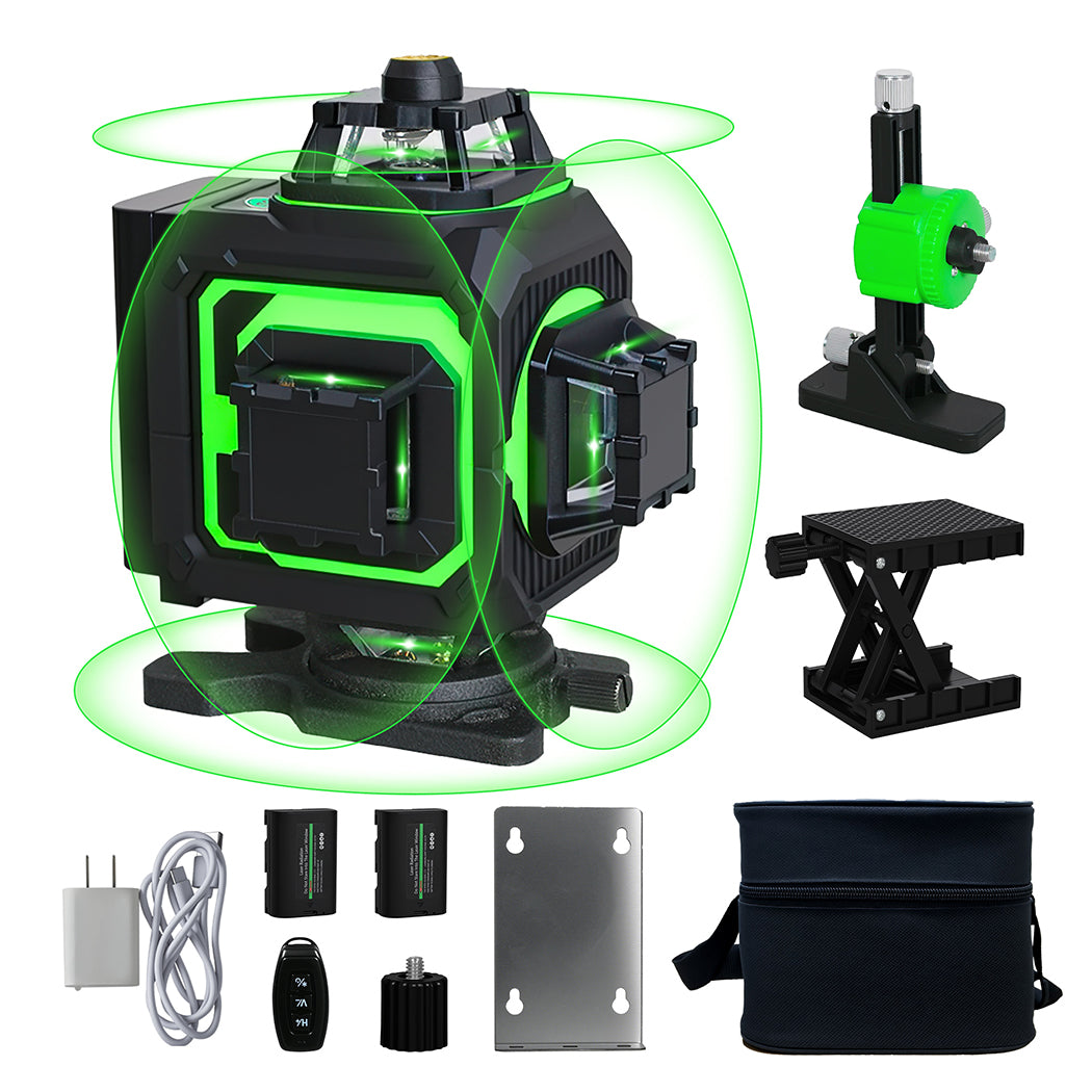 Laser Level 4d 16 Line 360° Green Self -leveling With Remote Tripod | Green