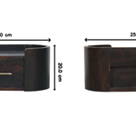 Valencia Wall-mounted Bedside, 1 Drawer, Dark Brown | Brown