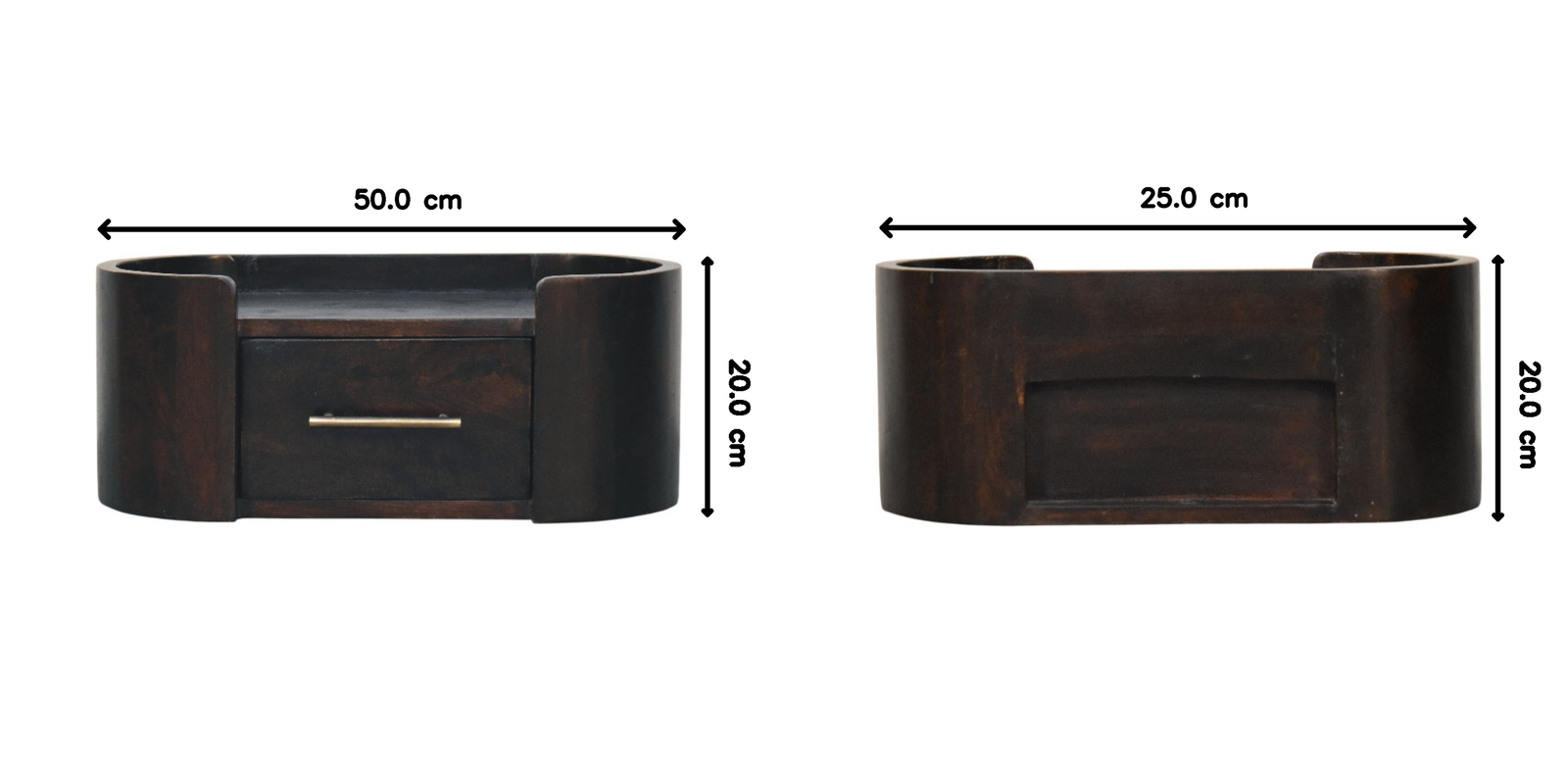 Valencia Wall-mounted Bedside, 1 Drawer, Dark Brown | Brown