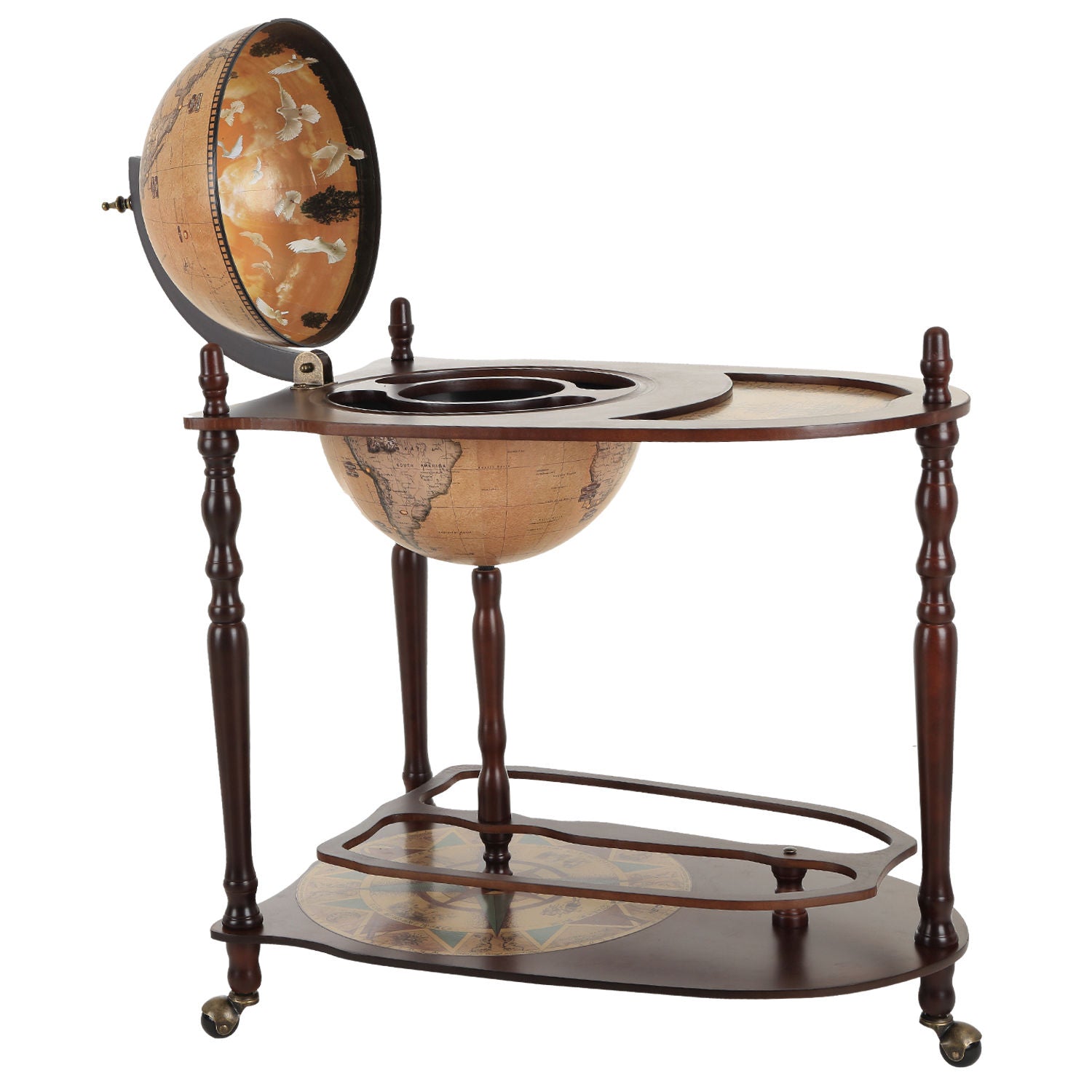 Shaped Wine Bar Trolley With Wheels