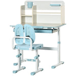Kids Desk And Chair Set With Storage Shelves, Washable Cover | Blue