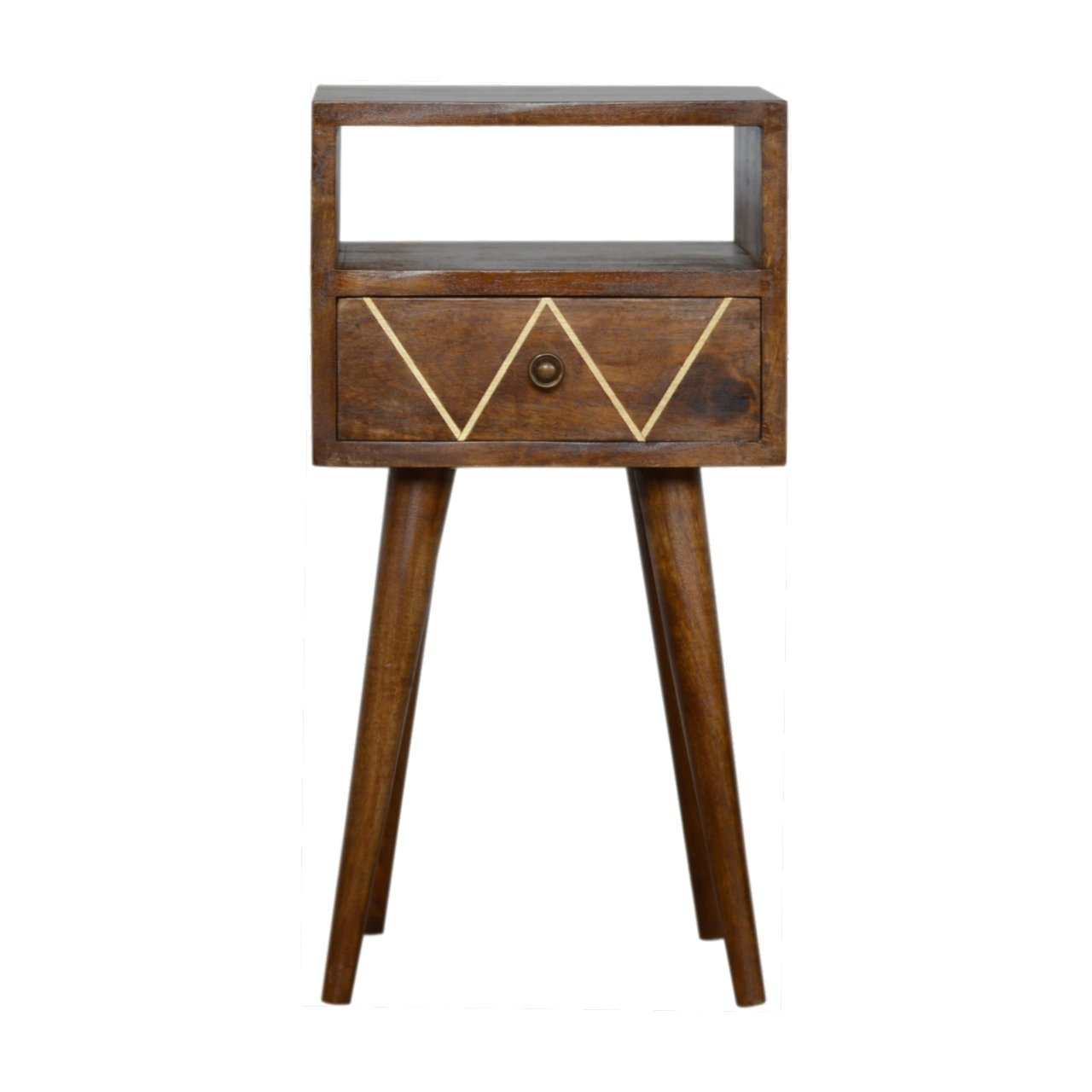 Solid Wood Mini Geo Brass Bedside