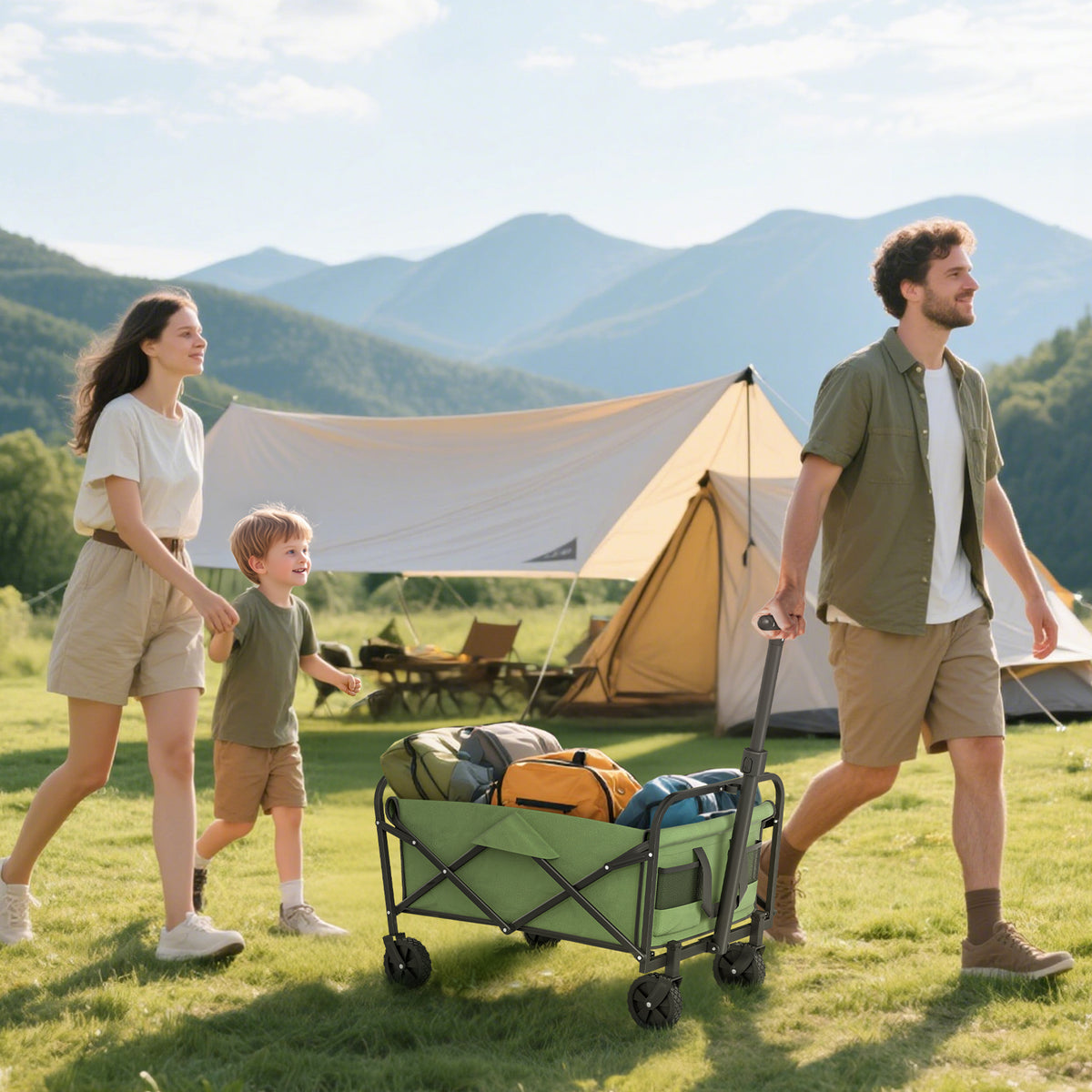 62l Festival Trolley, 100kg Heavy Duty Folding Trolley Cart | Green