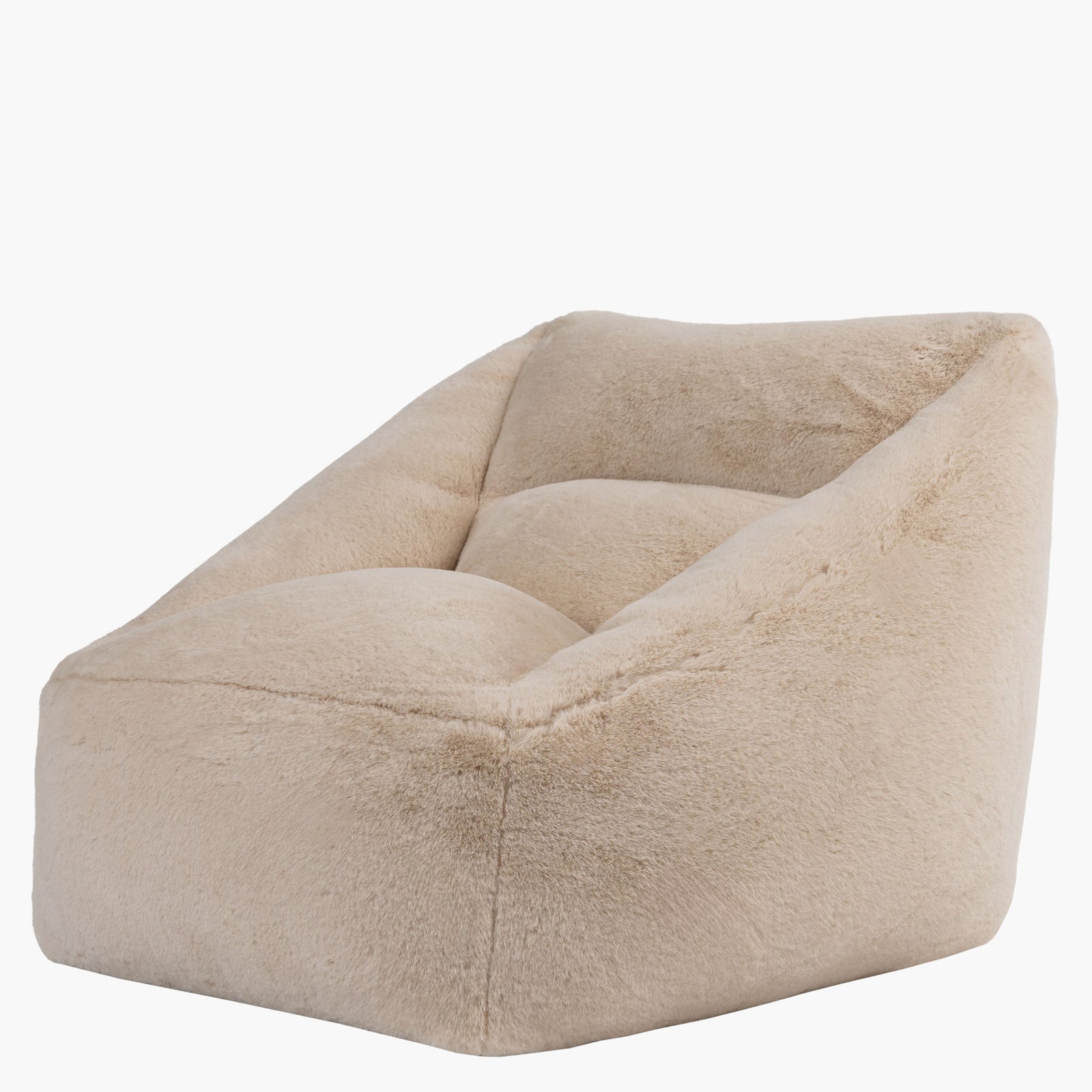 Icon Natalia Armchair And Round Footstool, Rabbit Faux Fur | Medium | Natural