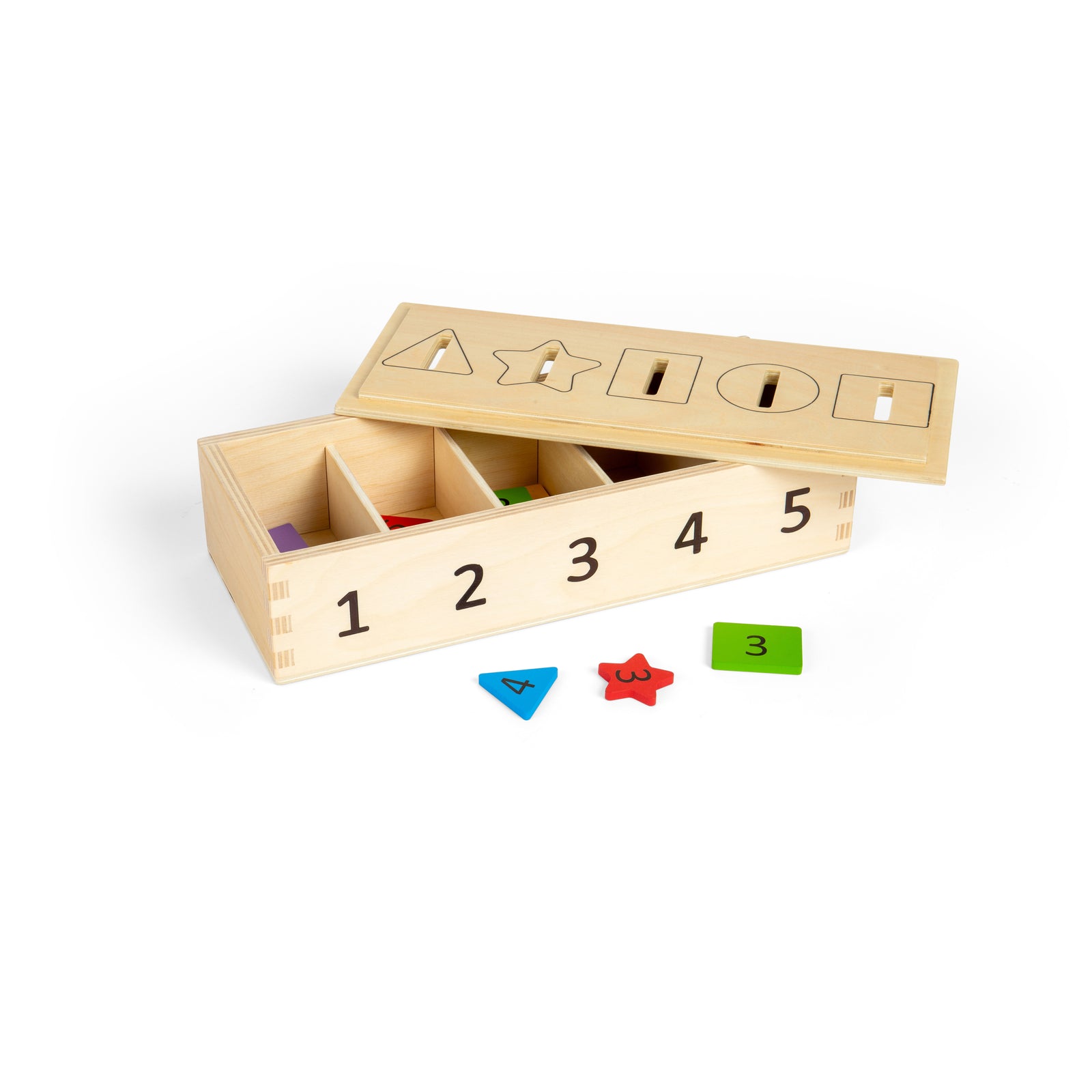 Wooden Numbers & Shapes Sorter Box