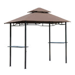 Outdoor 2-tier Bbq Gazebo Shelter Grill Canopy Barbecue Tent | Brown