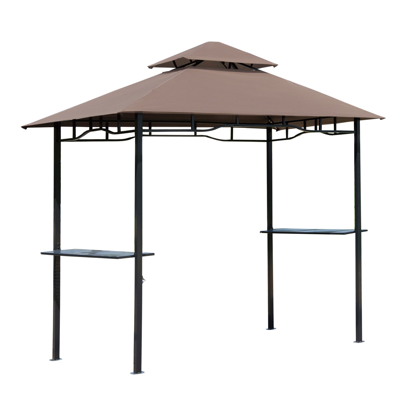 Outdoor 2-tier Bbq Gazebo Shelter Grill Canopy Barbecue Tent | Brown