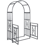 Dark Grey Metal Garden Arch With Double Gates