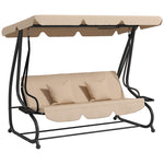 2-in-1 Garden Swing Seat Bed With Tilting Canopy & 2 Pillows
