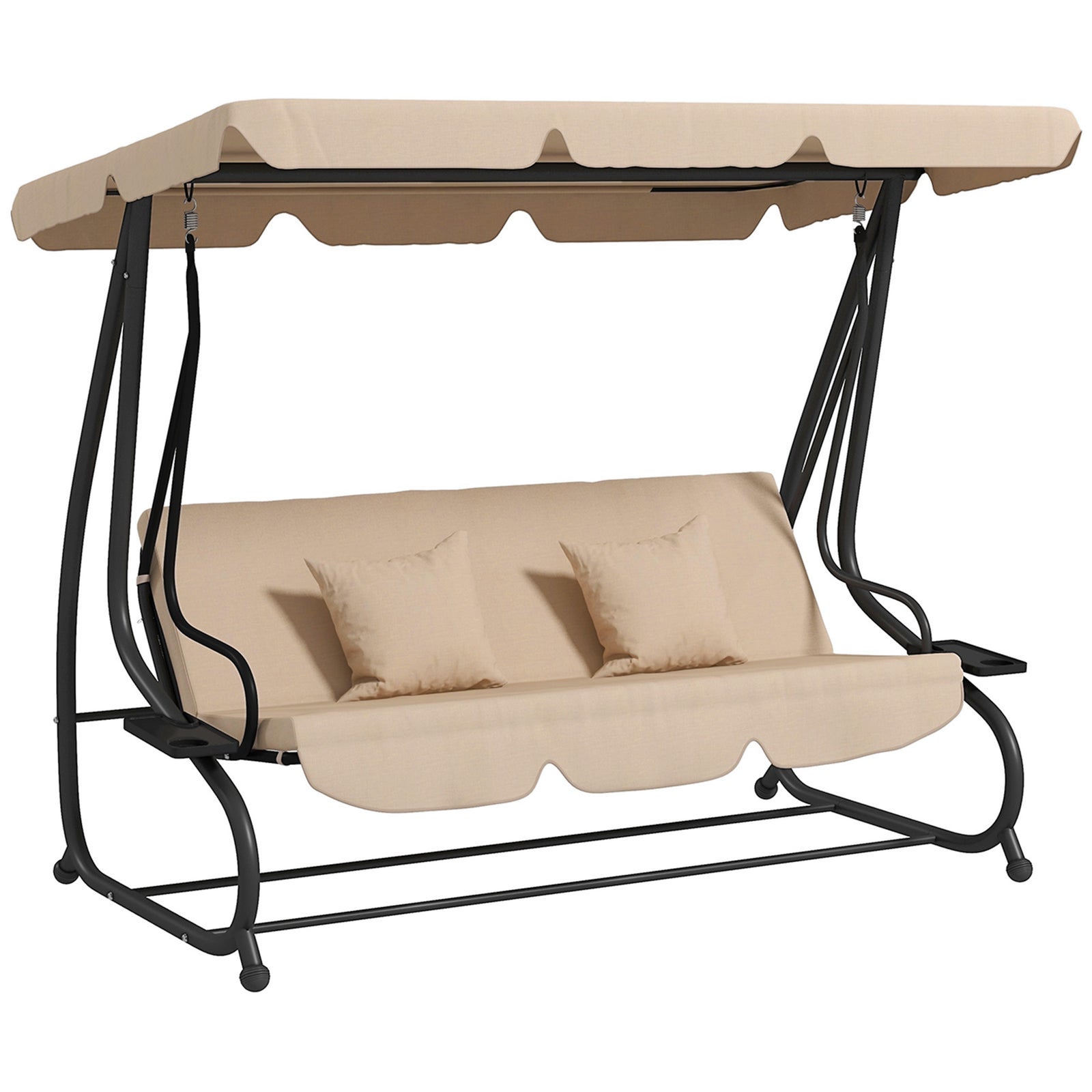 2-in-1 Garden Swing Seat Bed With Tilting Canopy & 2 Pillows