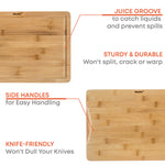BlauKe Wood Cutting Board For Kitchen - 38x25cm Large Bamboo Cutting Board With Juice Groove And Handles - Wooden Chopping Board