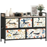 5-drawer Chest Of Drawers, Fabric Dresser With Open Shelf | White