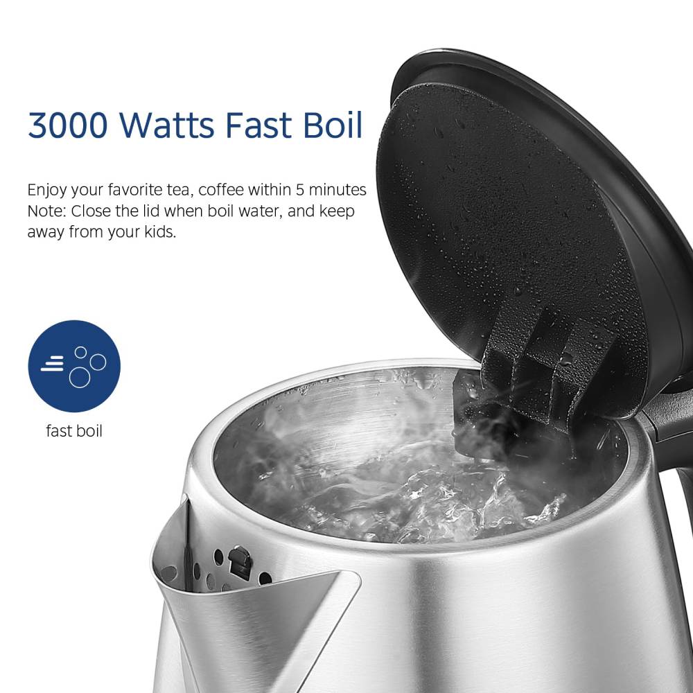 1.7l 3000w Fast Boil Electric Kettle With Auto Shut-off And Dry Burn Protection