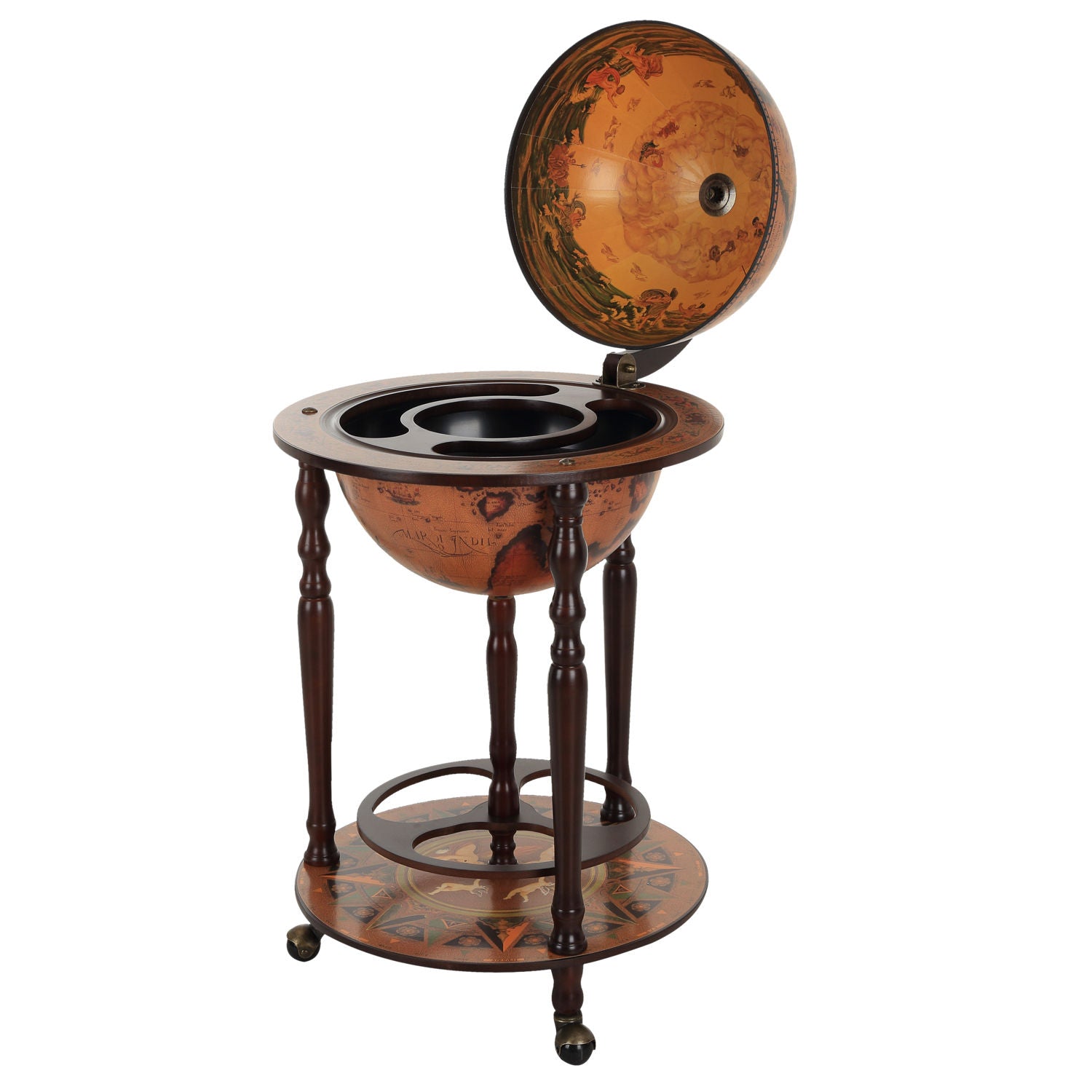Globe Shaped Retro Style Bar Cabinet Wine Alcohol Storage