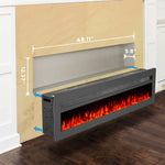 127cm/50in Electric Fireplace With Adjustable Flames Wall Mounted Or Freestanding, Indoor Heater With Remote, Timer