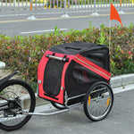 Pawhut Pet Bicycle Trailer Dog Cat Bike Carrier Water Resistant Outdoor | Red