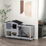 Large Rabbit Hutch Outdoor Indoor W/ Wheels, Three Slide-out Trays, Ramp