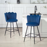 Barstool With Petal Backrest For Kitchen Island | Set of 2 | Dark Blue
