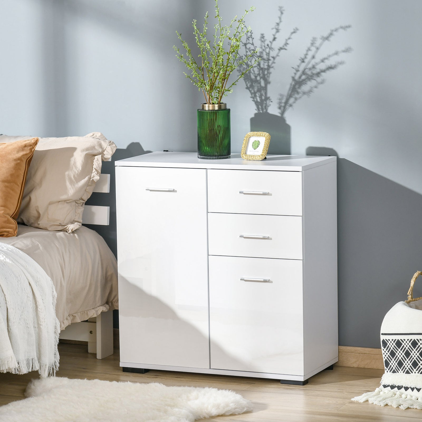 Cabinet Sideboard Buffet Solo High Gloss Front Face Drawer