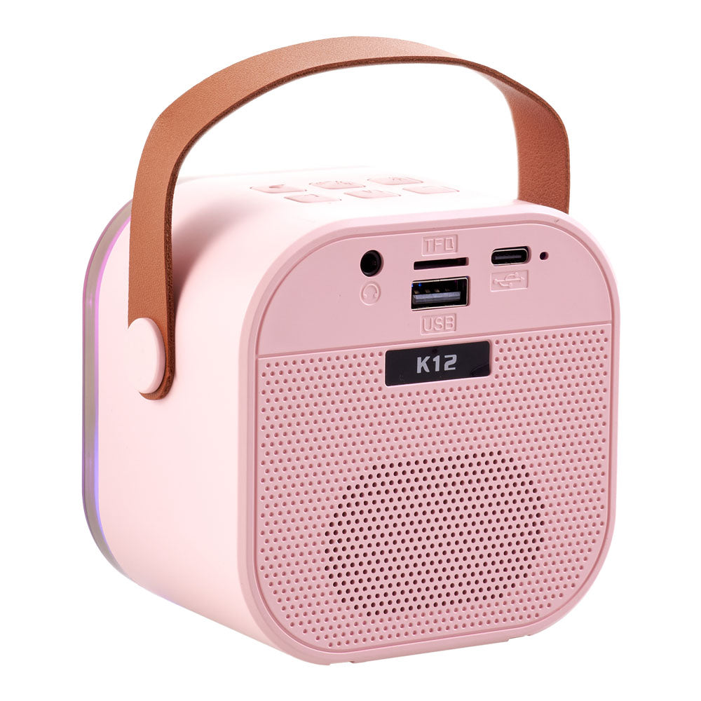 Portable Karaoke Speaker With Two Wireless Microphones And Rgb Lights | Pink