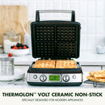 Elite Belgian Waffle Maker, Pfas-free Non-stick Ceramic Plates, Adjustable Controls | Black