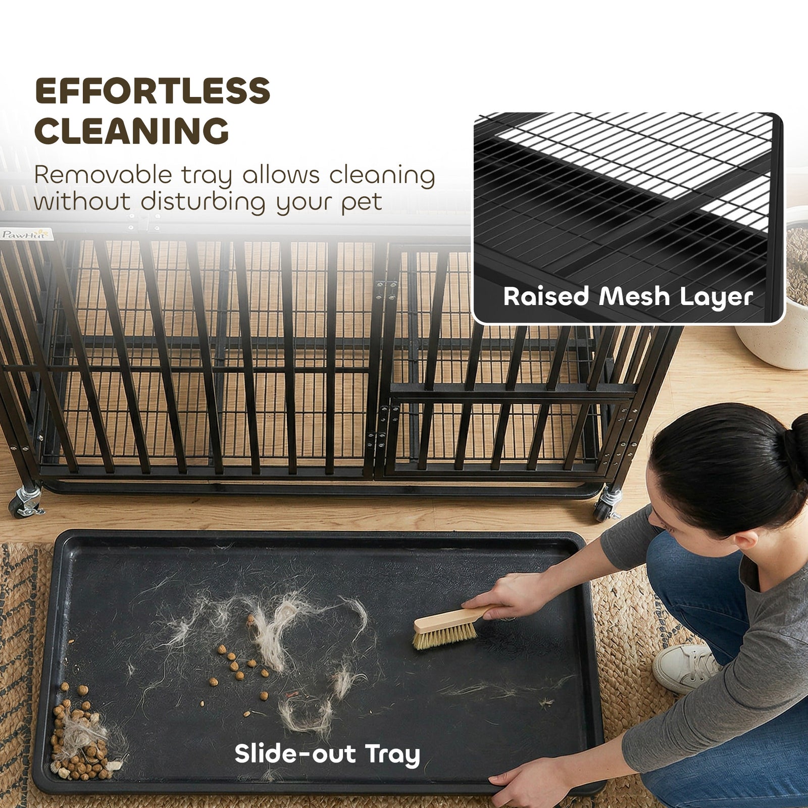 Heavy Duty Dog Crate, Dog Cage With Wheels | Small | Black