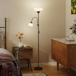 HOMCOM Mother-child Floor Lamp Duo Light With 2 Switches And Round Base