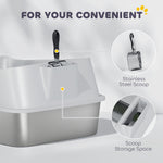 Xl Stainless Steel Cat Litter Box With High Sides, 60 X 40 X 30 Cm | Grey