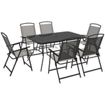 Garden Furniture Set W/ Parasol And Folding Chairs For Patio | 7 | Gray