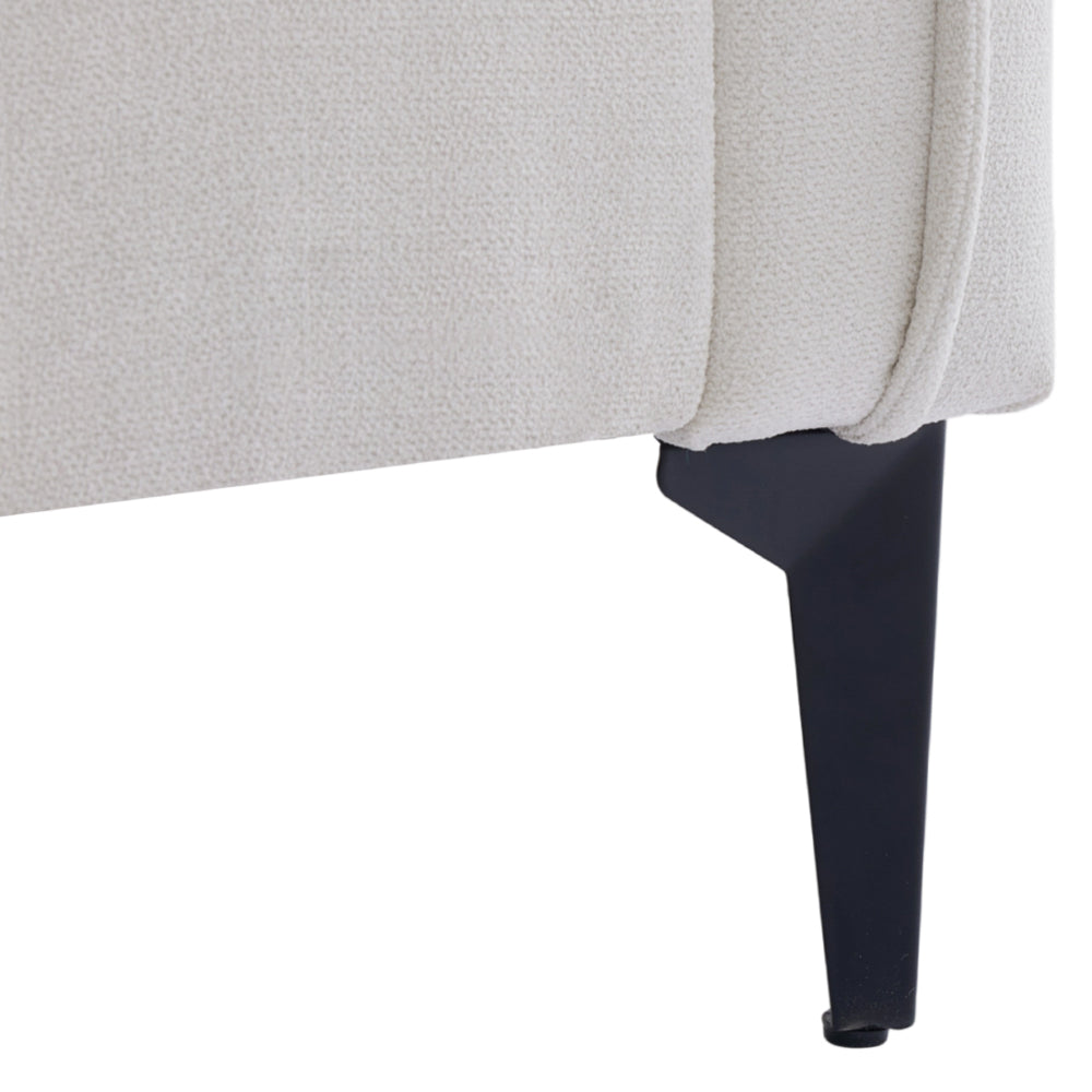 Modern Linen Upholstered Armchair – Off-white Single Sofa With Cushions & Sturdy Legs