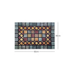 Elegant Tile Effect Doormat - Blue Edge | Small | Blue