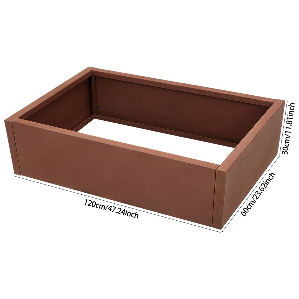 Rusty Raised Bed Steel Planter Box – Outdoor Garden Flower Bed, Weatherproof Rust Finish, Durable Raised Planter For Patio & Yard | Large