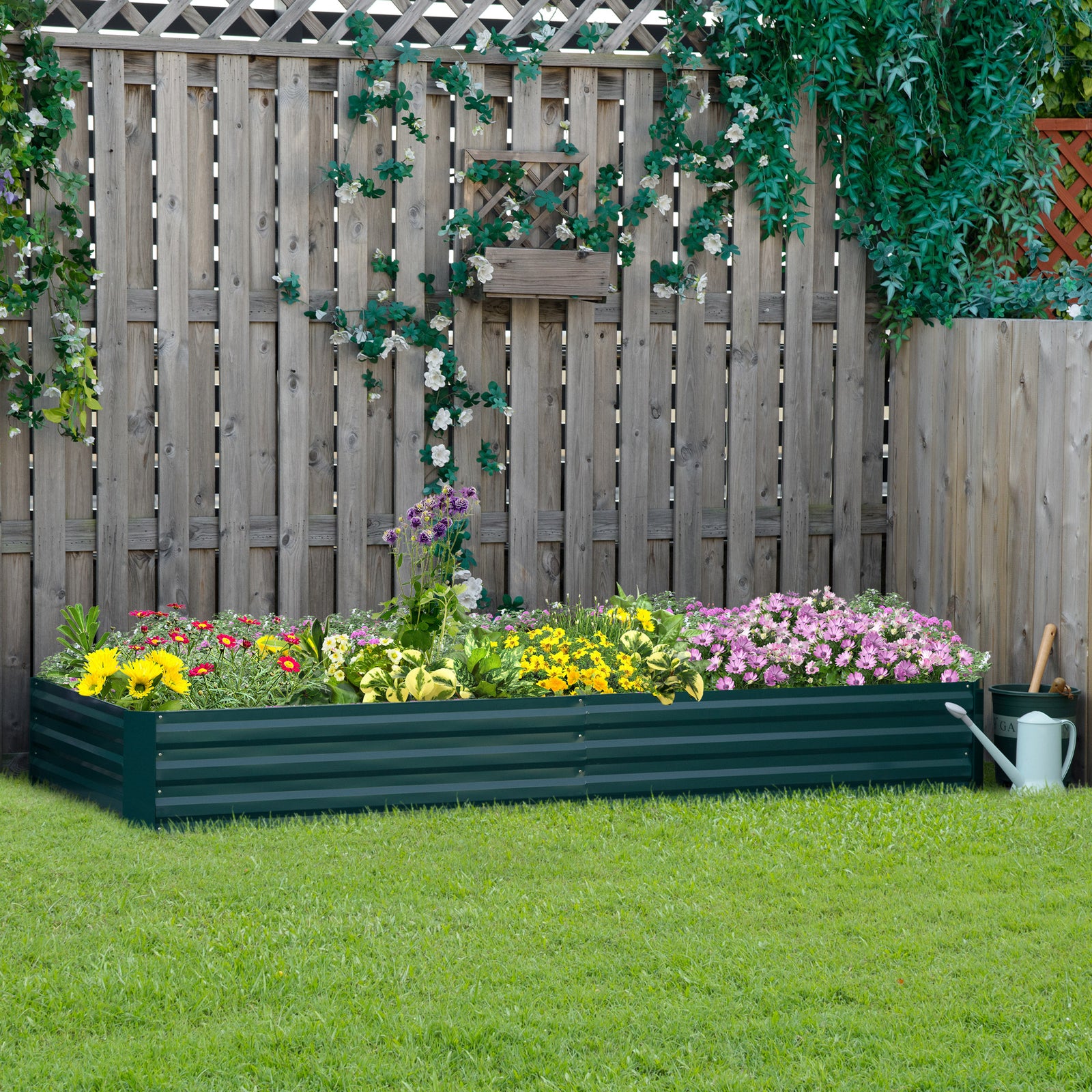Steel Raised Garden Bed Planter Open Bottom | Green