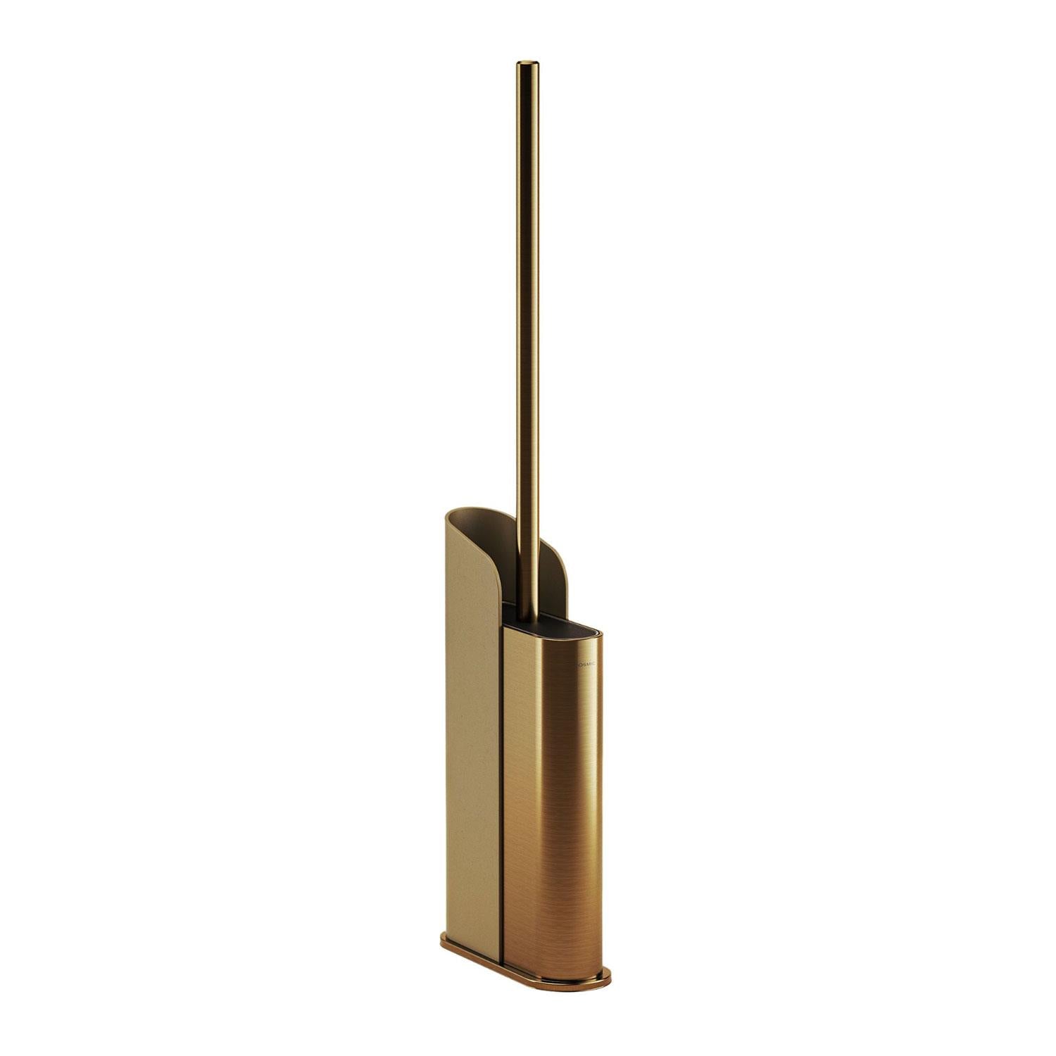 Silicone Toilet Brush Floor Or Self-adhesive Flat Collection | Brushed Brass