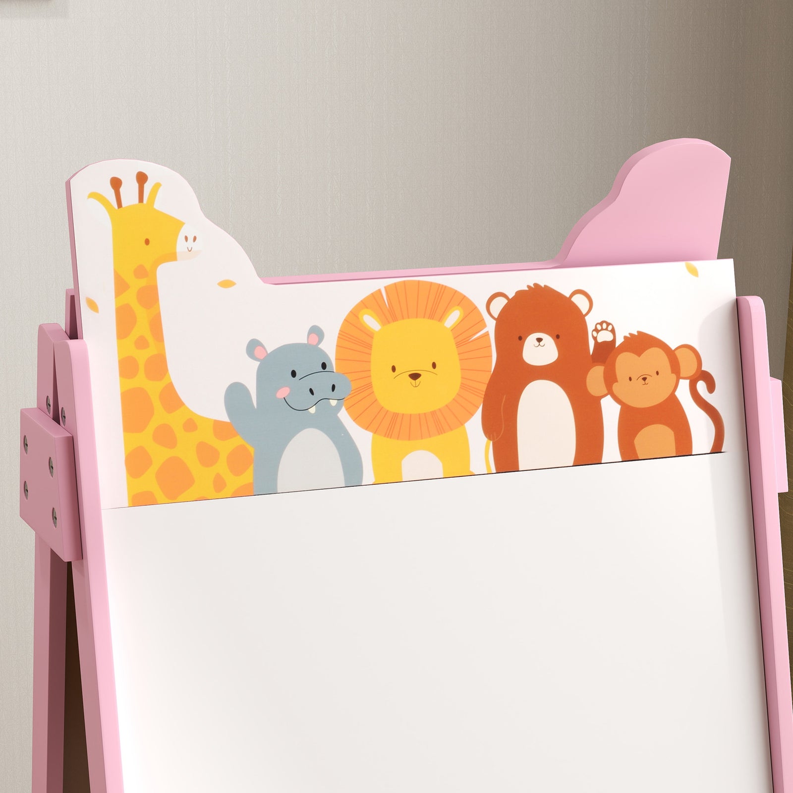 AIYAPLAY Aiyaplay 2 In 1 Kids Easel With Whiteboard, Chalkboard, Storage Boxes, Pink