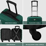 45x36x20cm Lightweight Underseat Cabin Carry On Suitcase - 100+ Airline Approved - Hard Shell Luggage - 4 Wheels | 45 x 36 x 20cm | Forest Green